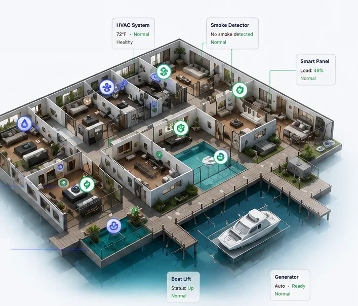 Concept isometric model of the property with sensor and system markers